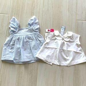 Blue & white off the shoulder First Impressions shirt dress white Jacadi Shirt